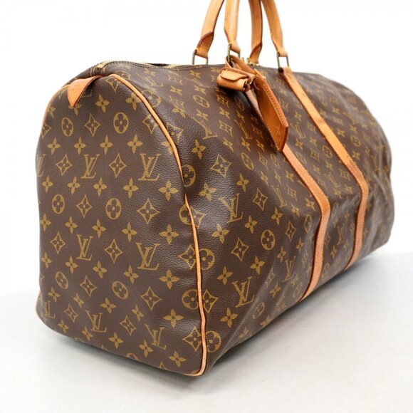 LOUIS VUITTON Authentic Brown Monogram Keepall 55 Boston Bag - Picture 2 of 12
